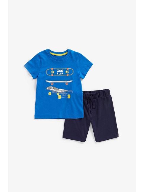 mothercare kids blue printed t-shirt with shorts