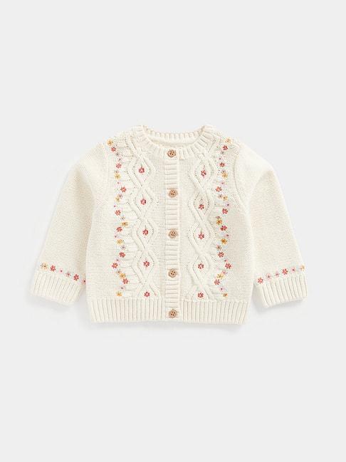mothercare kids cream embroidered full sleeves cardigan