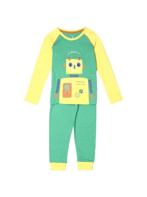 mothercare-kids-green-&-yellow-cotton-printed-full-sleeves-t-shirt-set-(pack-of-2)