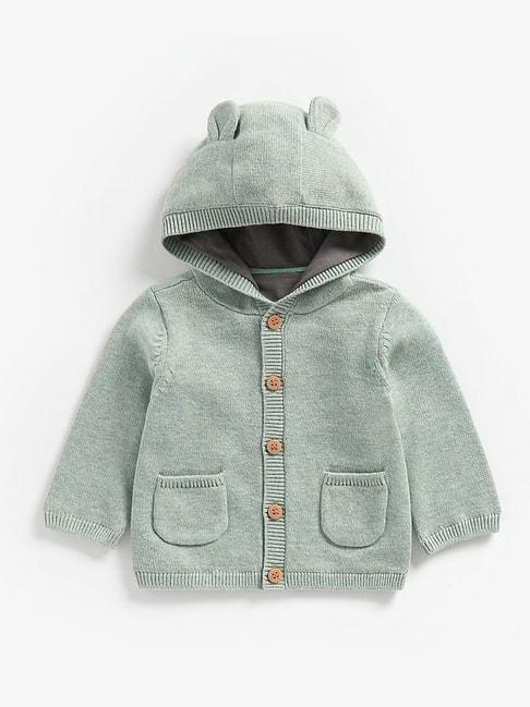 mothercare kids green solid full sleeves cardigan