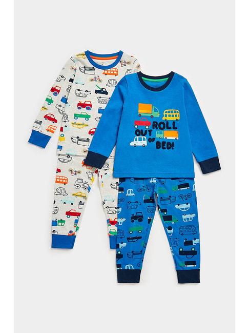 mothercare kids grey & blue printed full sleeves t-shirt (pack of 2)
 with joggers (pack of 2)