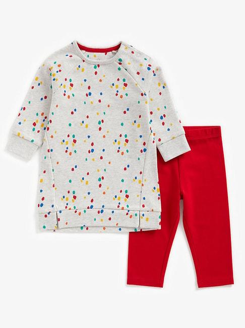mothercare kids grey & red printed full sleeves sweatshirt with leggings