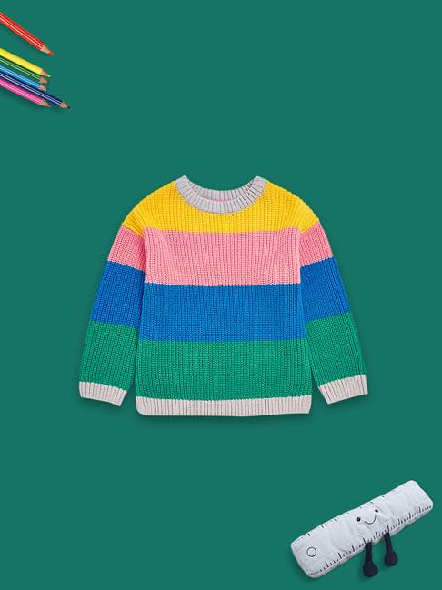 mothercare kids multicolor color block full sleeves sweater