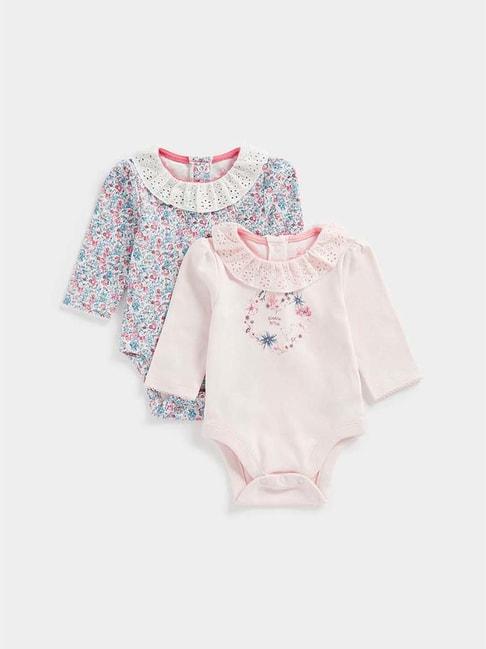 mothercare kids multicolor cotton floral print full sleeves bodysuit (pack of 2)