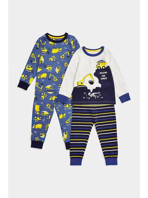 mothercare kids multicolor printed full sleeves t-shirt (pack of 2) with joggers (pack of 2)