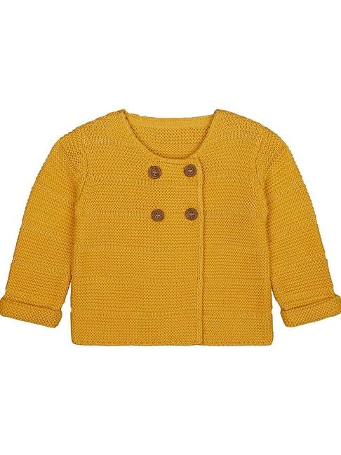 mothercare kids mustard self design full sleeves cardigan