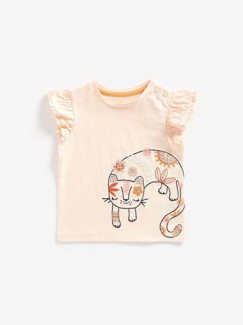 mothercare kids orange cotton embroidered top