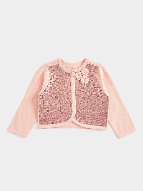 mothercare kids peach embellished full sleeves cardigan