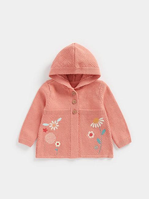 mothercare kids peach embroidered full sleeves cardigan