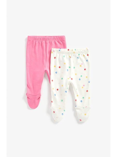mothercare kids pink & white printed leggings (pack of 2)