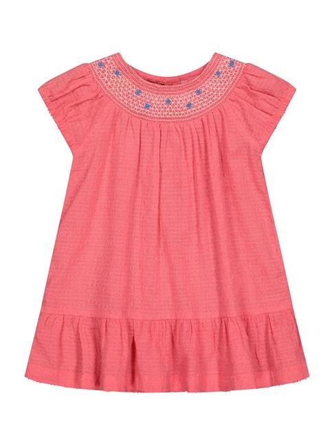 mothercare kids pink cotton embroidered dress