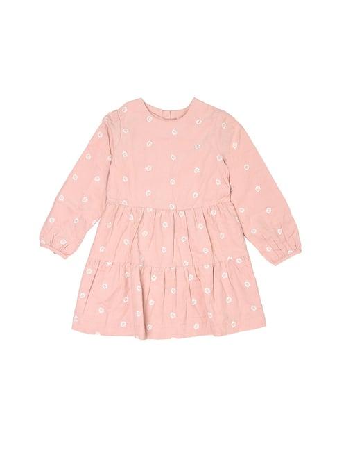 mothercare kids pink embroidered full sleeves dress