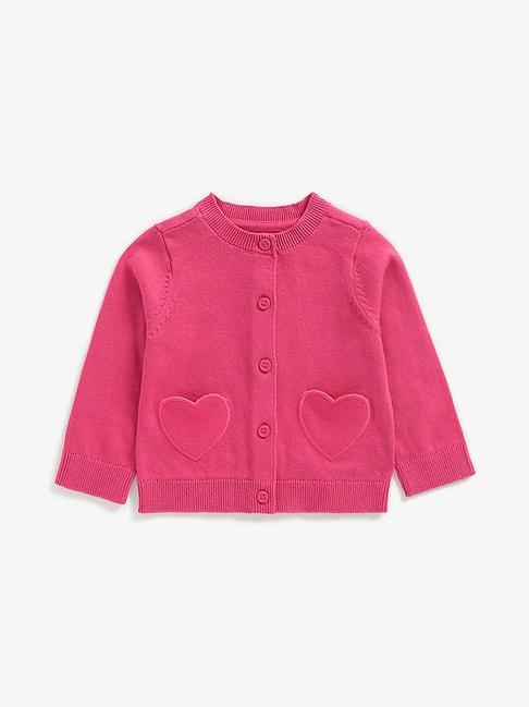 mothercare kids pink solid full sleeves cardigan