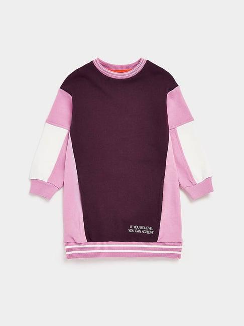 mothercare kids purple color block full sleeves sweatshirt