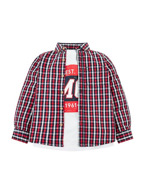 mothercare-kids-red-&-white-checks-full-sleeves-shirt-with-t-shirt