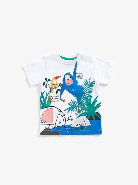 mothercare kids white & blue printed t-shirt
