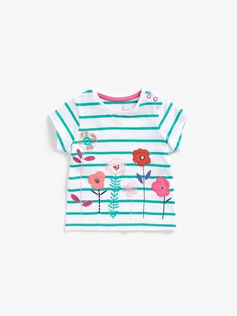 mothercare kids white & green cotton floral print top