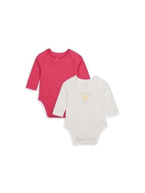 mothercare kids white & red cotton printed full sleeves bodysuit (pack of 2)