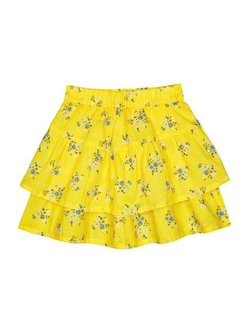 mothercare kids yellow cotton floral print skirt
