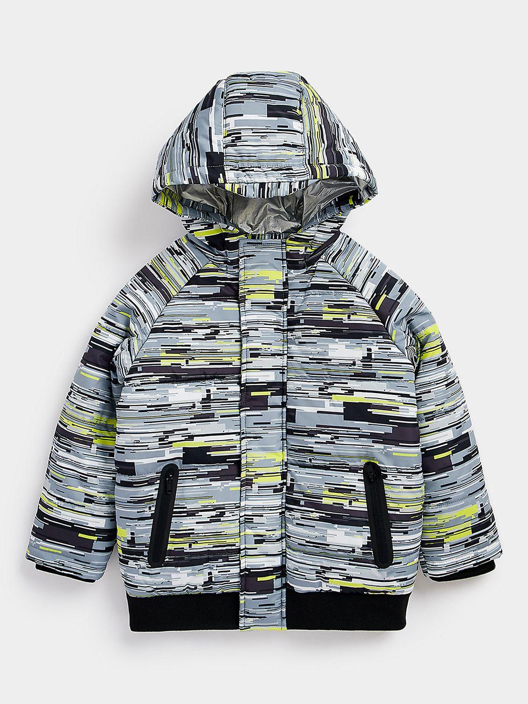 mothercare boys abstract print hooded bomber jacket