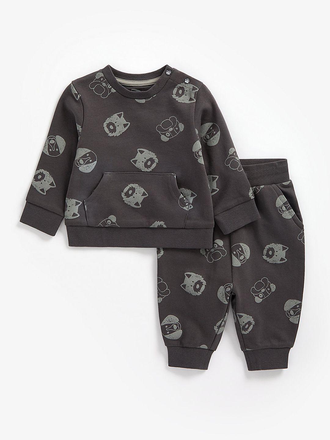 mothercare boys black pure cotton printed t-shirt & joggers