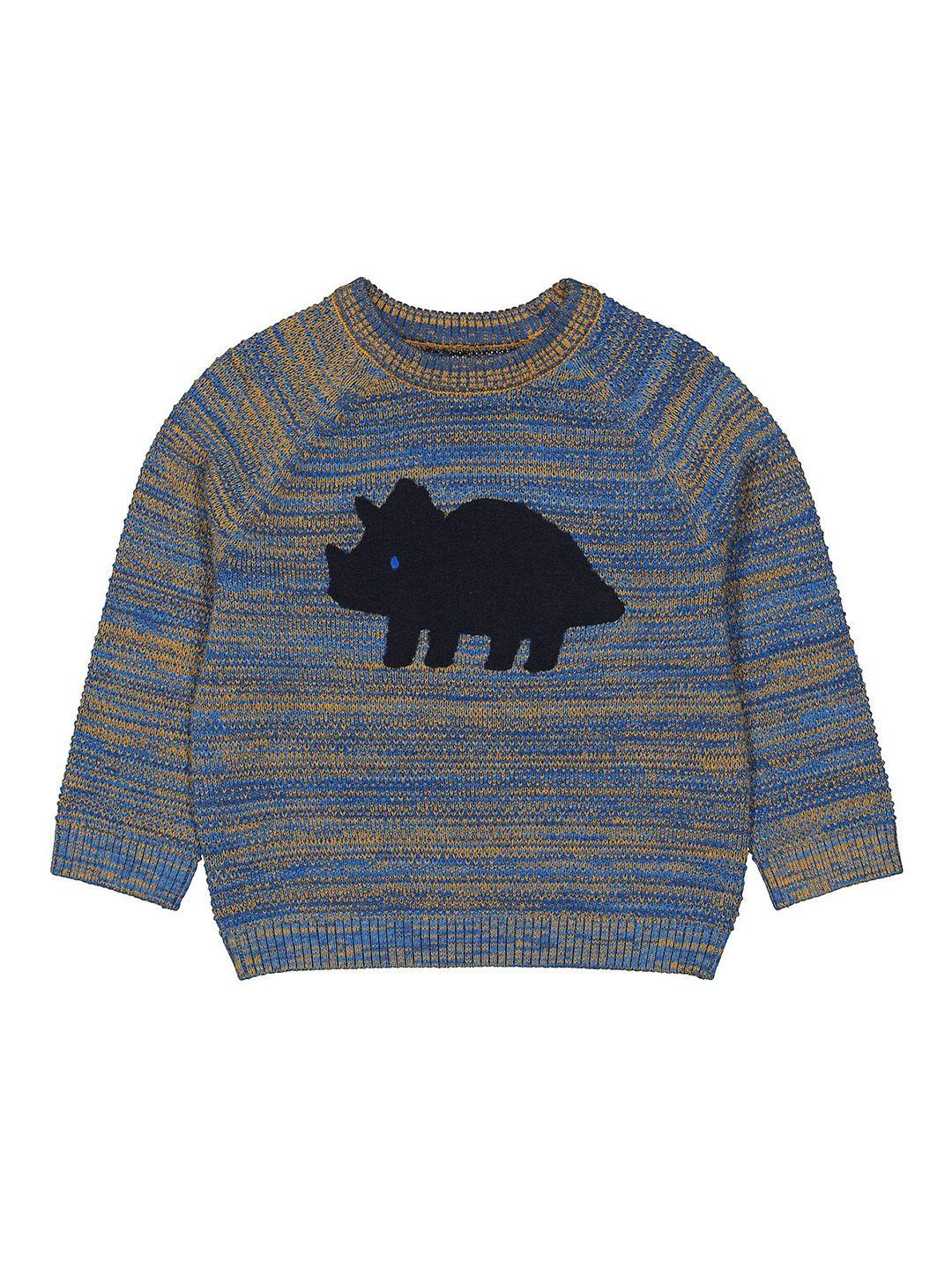 mothercare boys blue & khaki self design pure cotton pullover