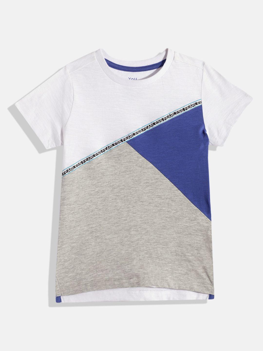 mothercare boys colourblocked pure cotton t-shirt with typography taping detail