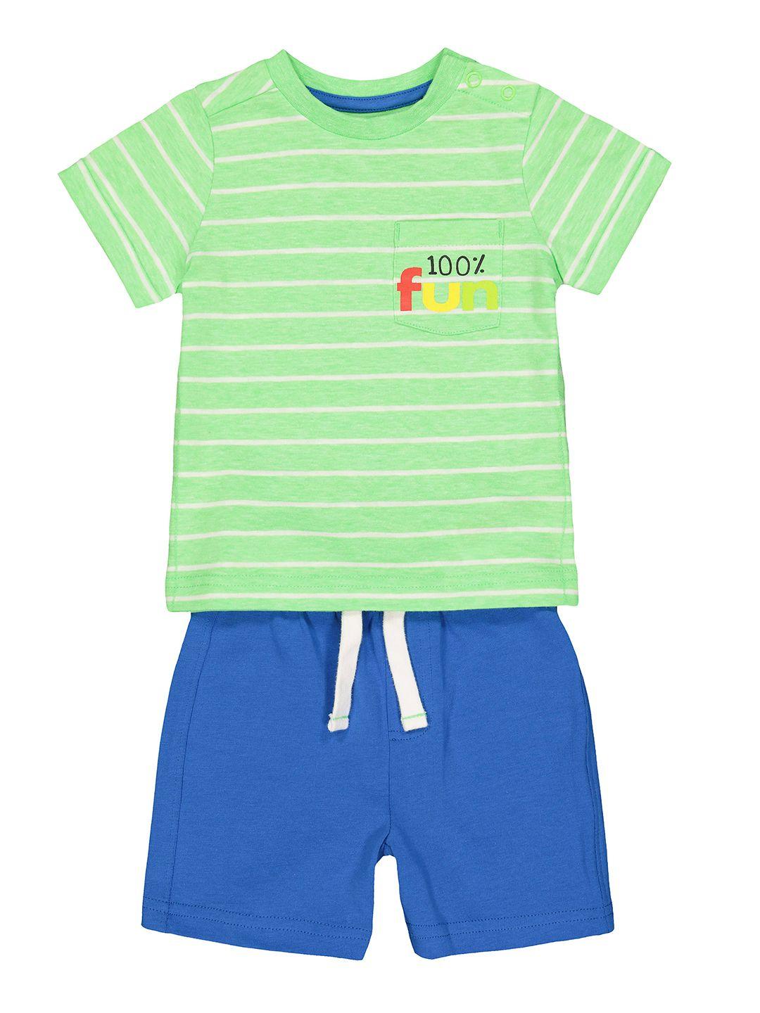 mothercare boys green & blue striped t-shirt with shorts