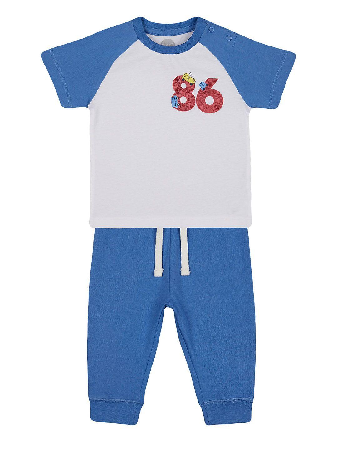 mothercare boys grey & blue printed t-shirt with joggers