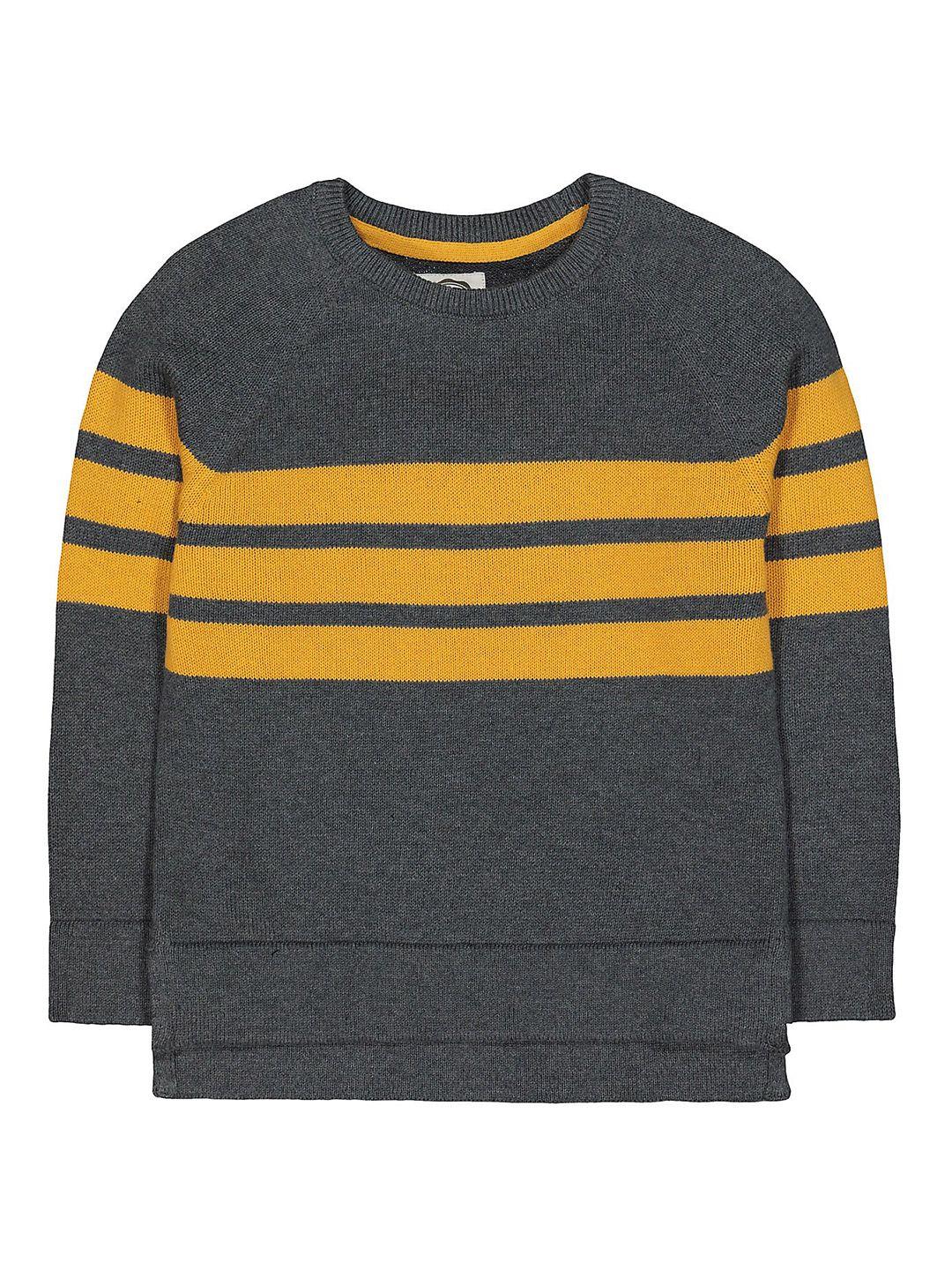 mothercare boys grey & yellow striped striped pullover