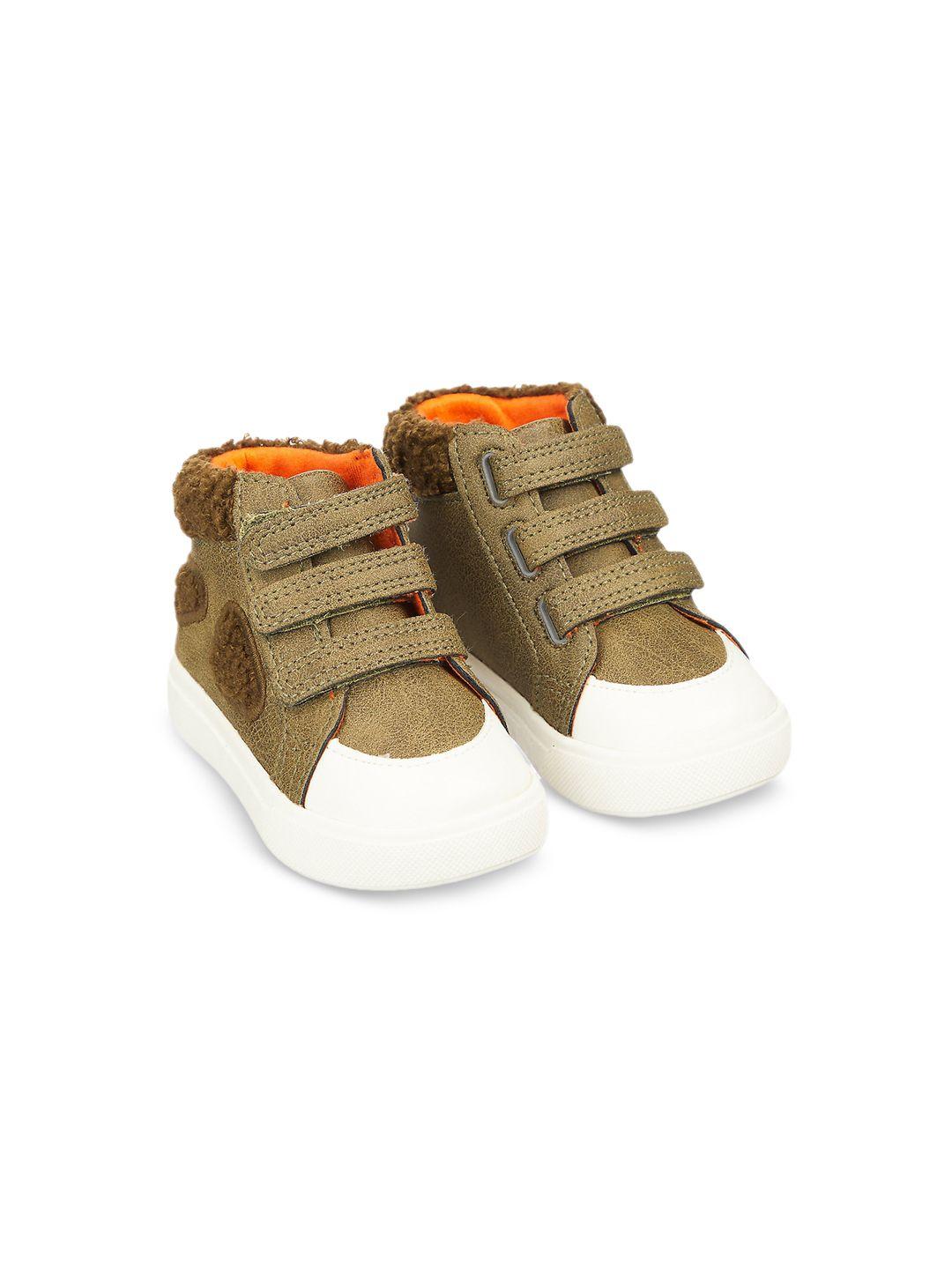 mothercare boys leather mid-top slip on sneaker with velcro