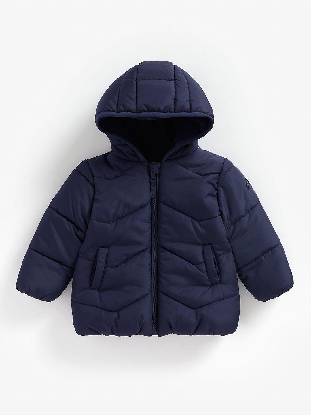 mothercare boys navy blue solid puffer jacket
