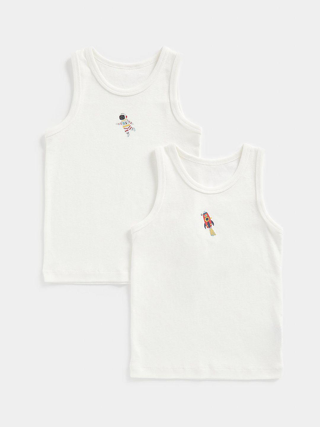 mothercare boys pack of 2 graphic printed pure cotton basic vests