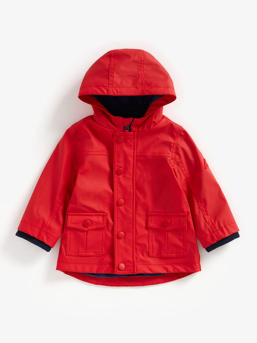 mothercare boys red solid hooded tailored jacket