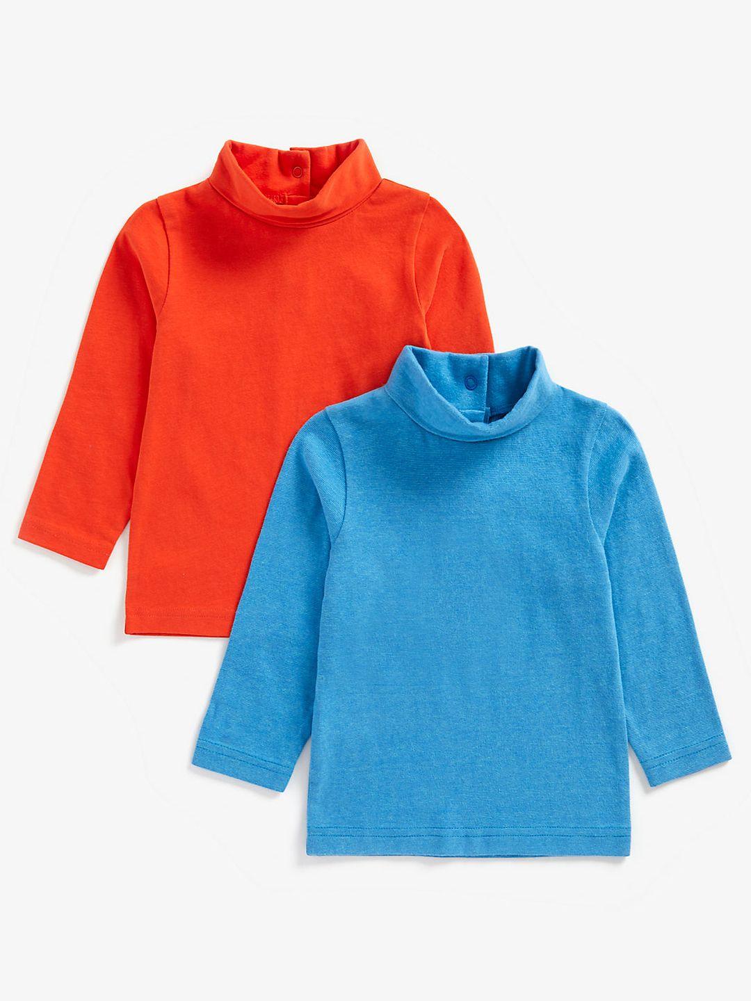 mothercare boys set of 2 solid high neck t-shirt