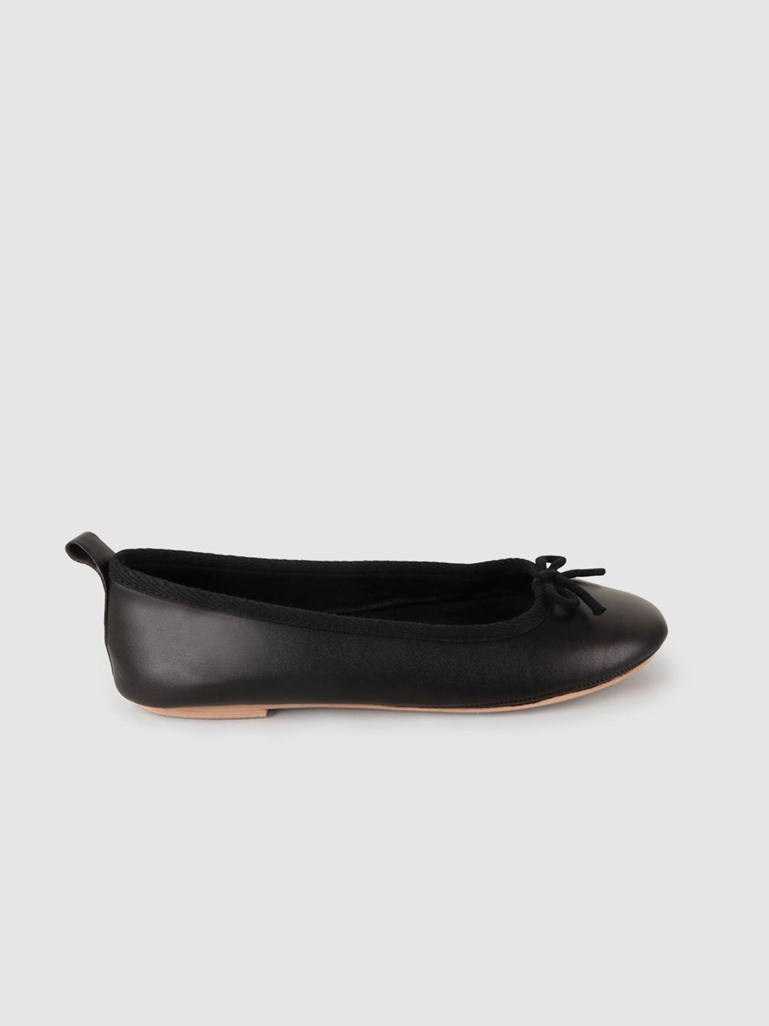 mothercare girls bow embellished leather ballerinas