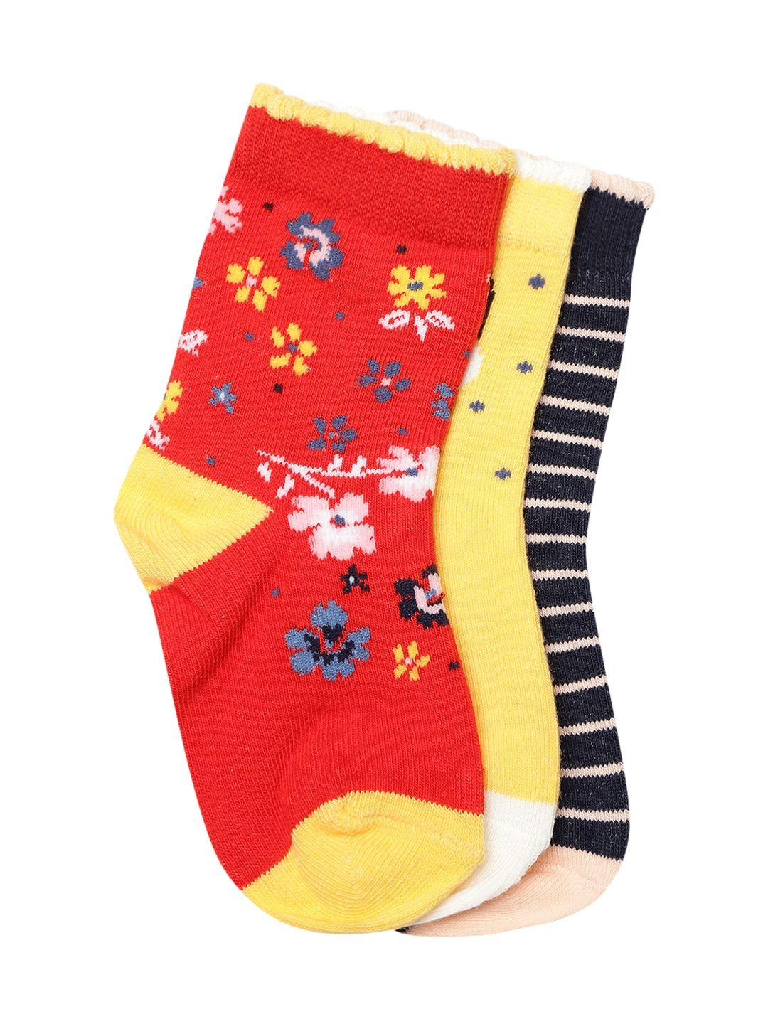 mothercare girls pack of 3 patterned ankle length socks