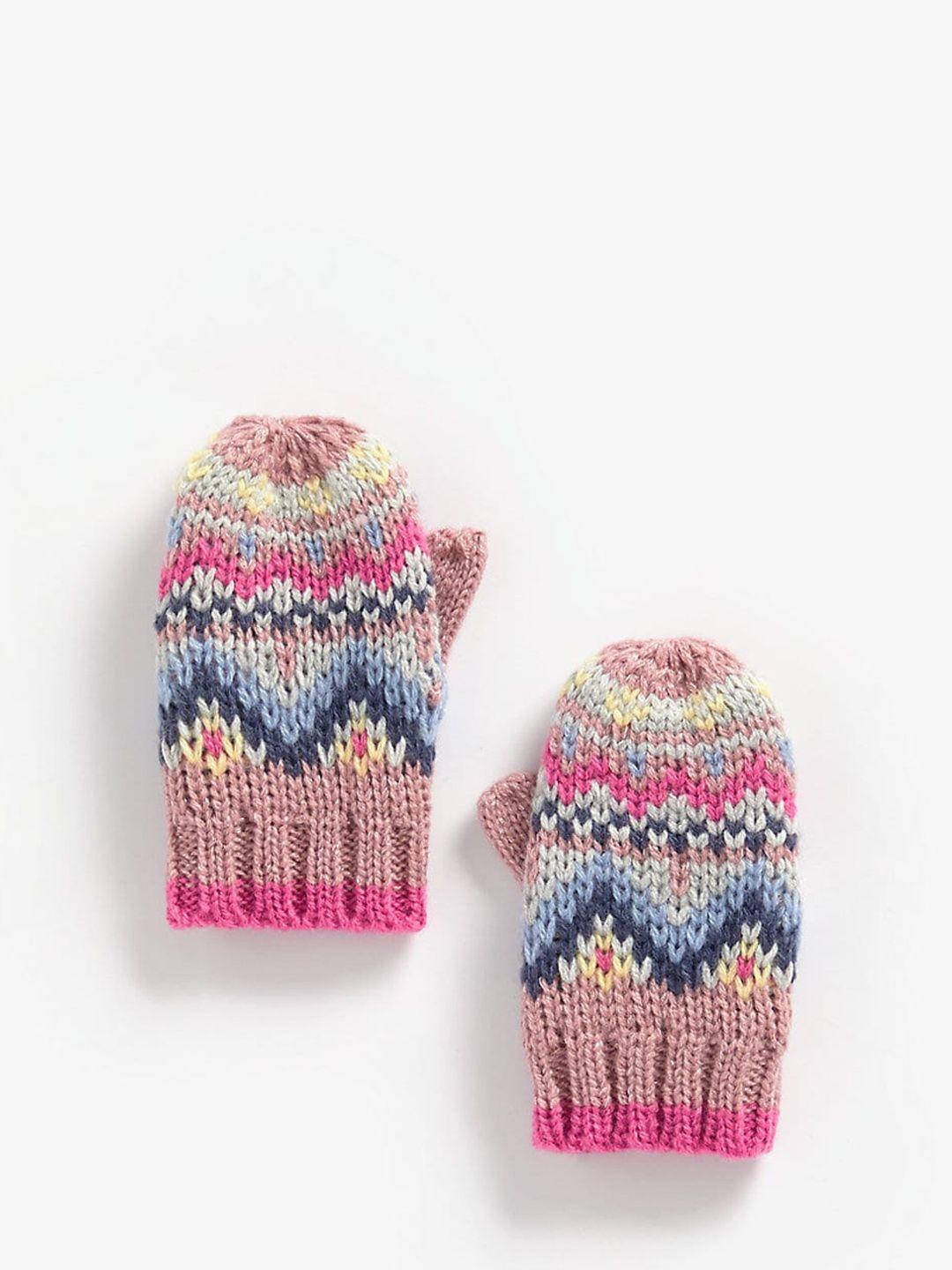 mothercare girls self design acrylic mittens
