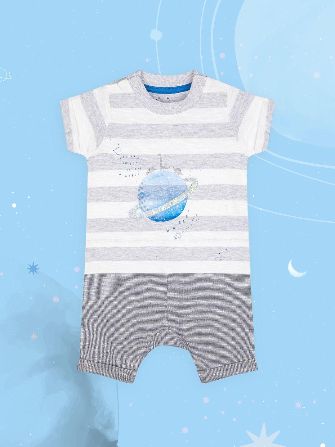 mothercare infant boys grey & white striped rompers