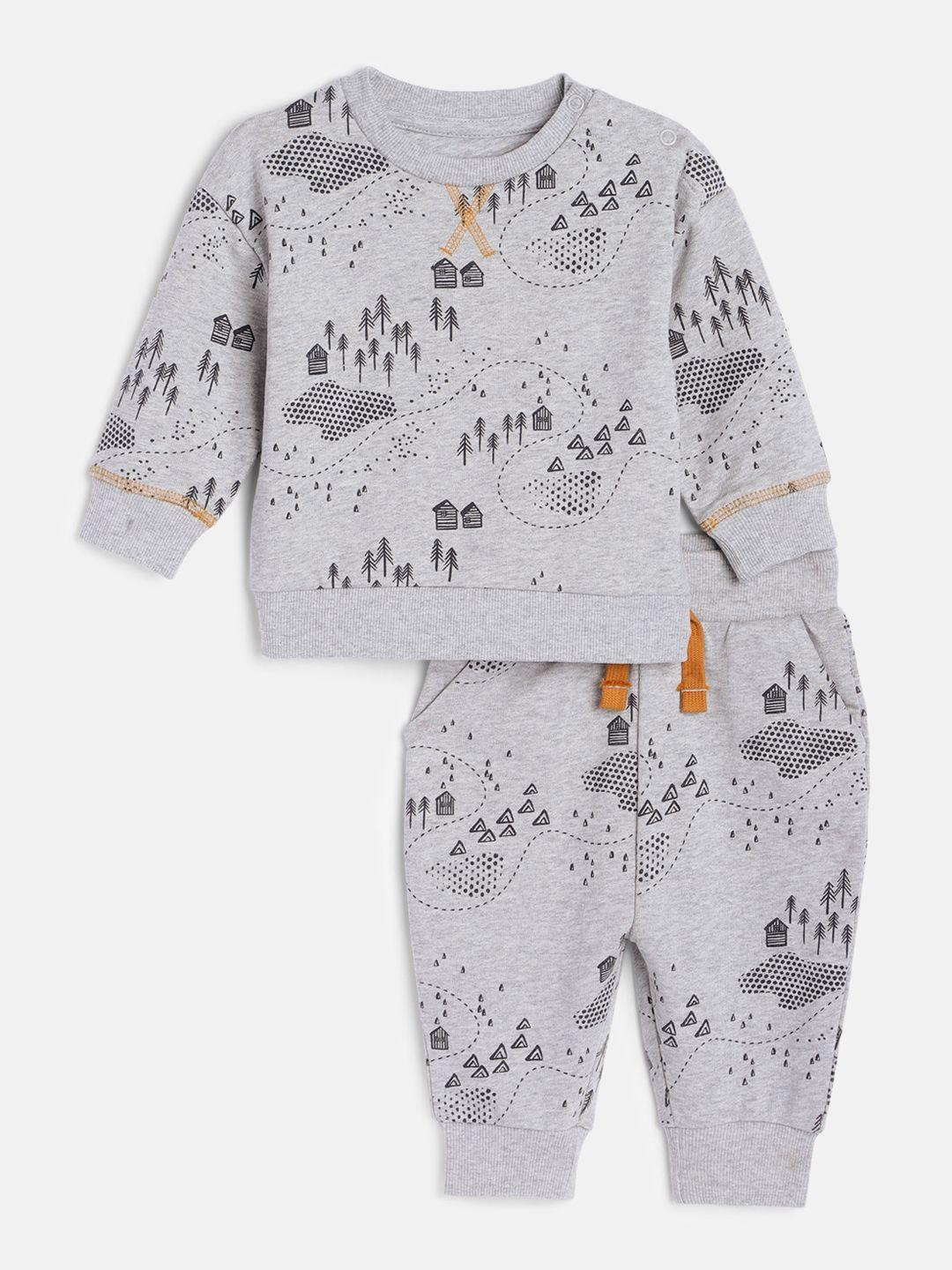 mothercare infant boys grey printed t-shirt with pyjamas