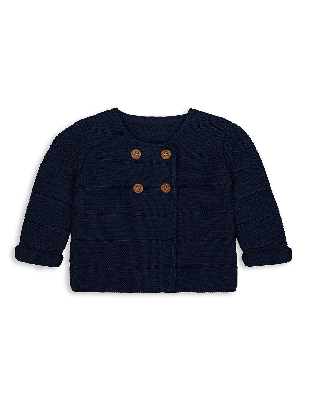 mothercare infant boys navy blue solid pure cotton cardigan