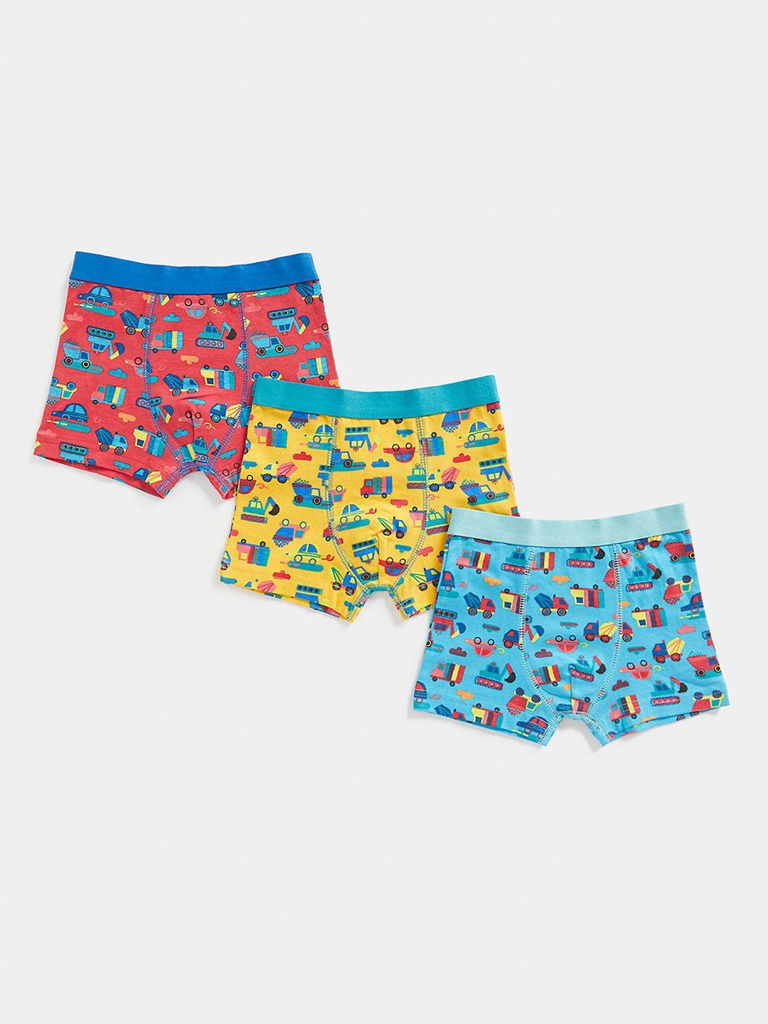 mothercare infant boys pack of 3 conversational printed pure cotton trunk