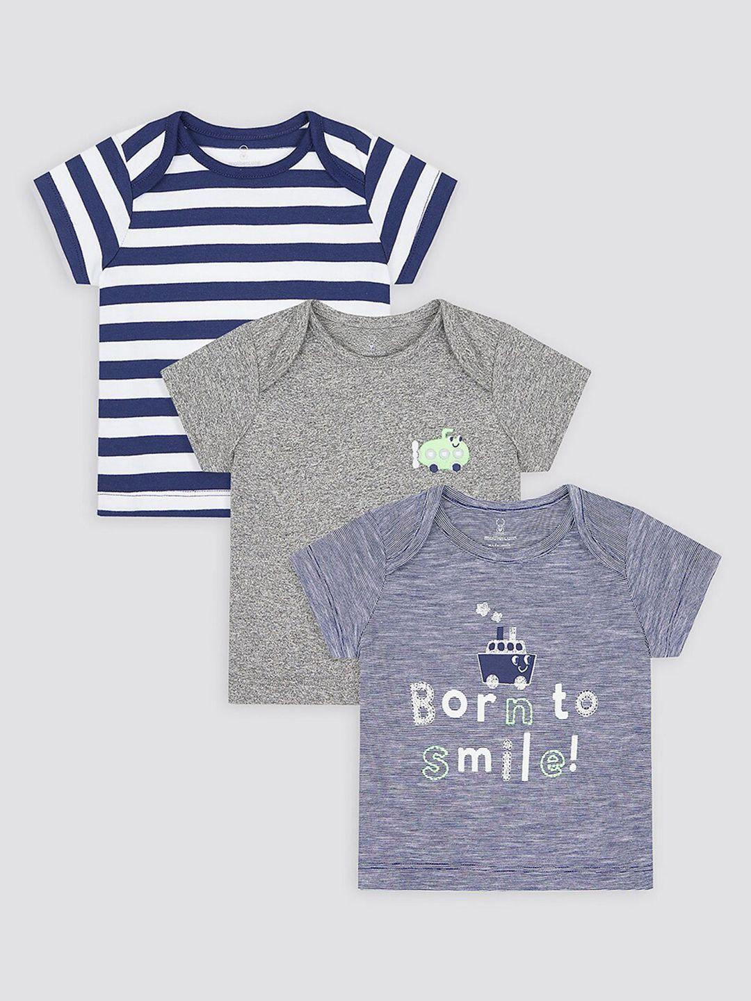mothercare infant boys pack of 3 striped cotton t-shirt