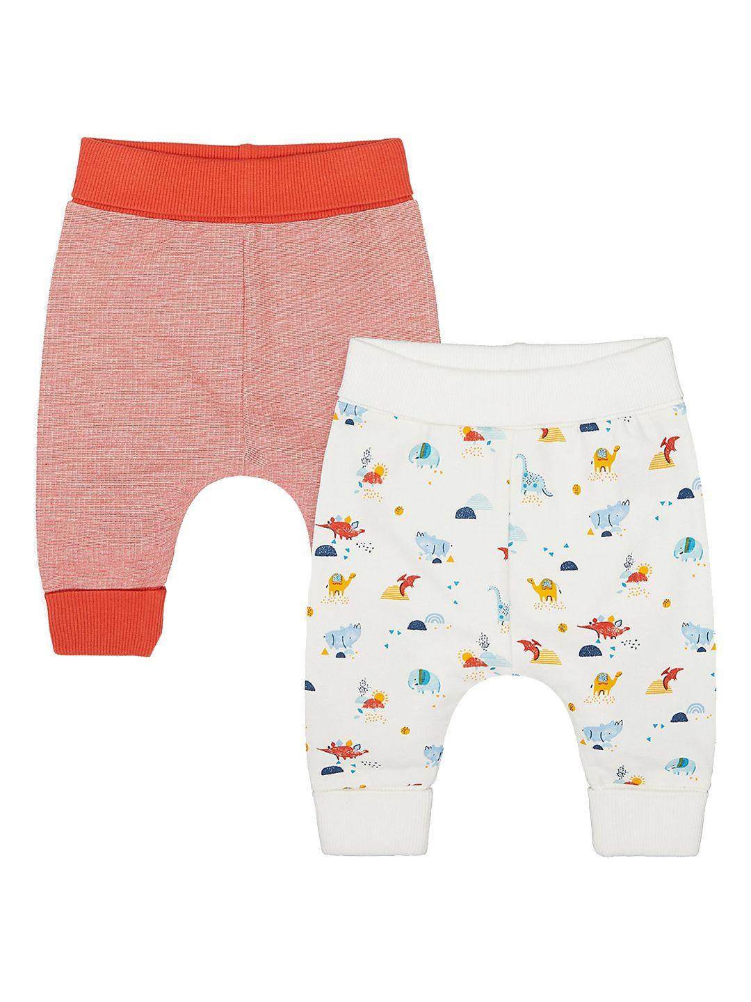 mothercare infant kids pack of 2 mid rise printed cotton joggers