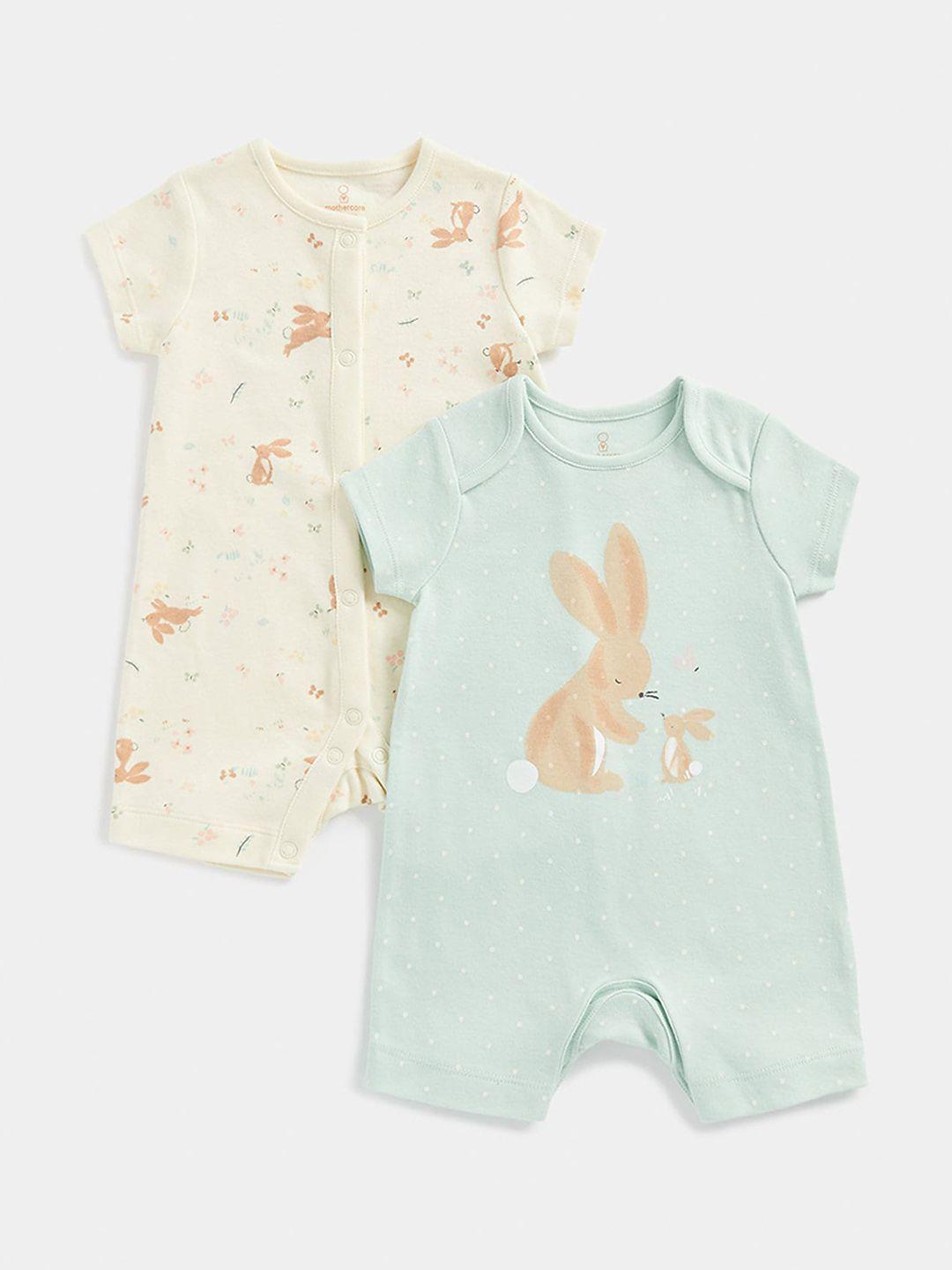 mothercare infants pack of 2 printed pure cotton  rompers