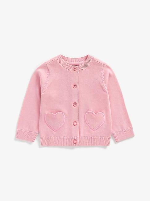 mothercare kids baby pink applique full sleeves cardigan
