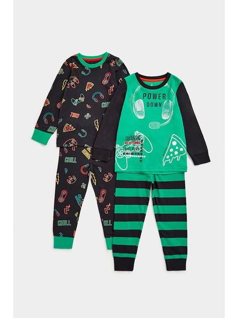 mothercare kids black & green printed full sleeves t-shirt (pack of 2)
with joggers (pack of 2)