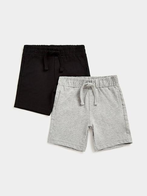mothercare kids black & grey solid shorts (pack of 2)