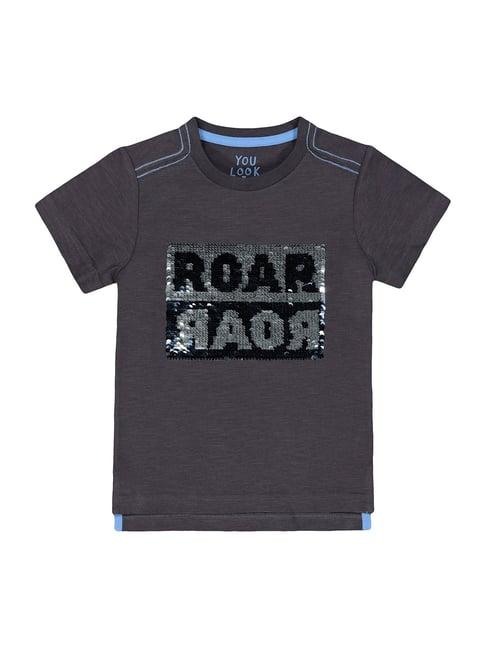 mothercare kids black cotton embellished t-shirt