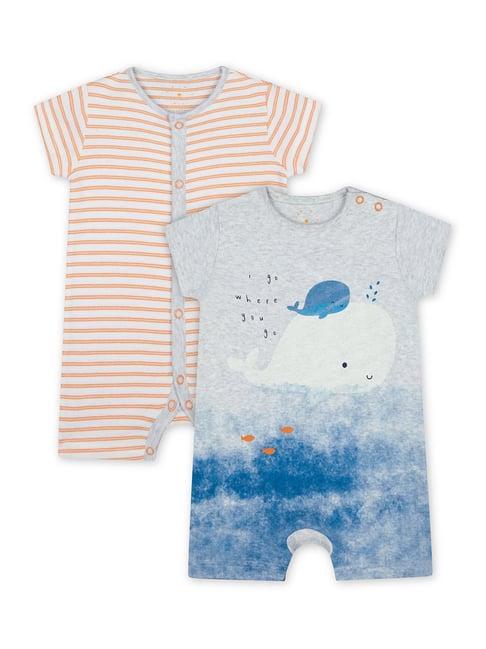 mothercare kids blue & orange cotton printed romper